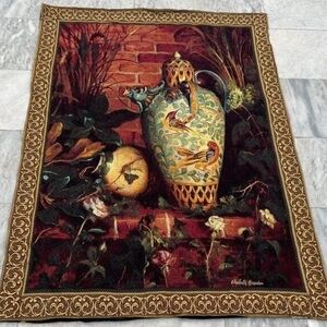 Vintage Tapestry, Pictorial French Medeival home decor 3x4 ft w/hanging rod